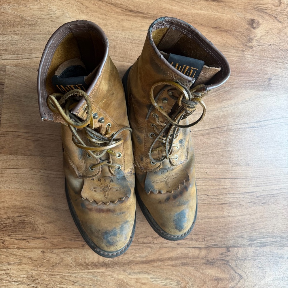 ARIAT Cascade Brown Leather Work Boots Mens 9.5 - Picture 2 of 7